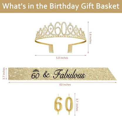 21st Birthday Decorations for Her with 21st Birthday Sash and Crown, Candles Gold, Gifts for 21 Year Old Girls
