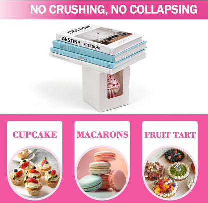 100 Pack Pink Cupcake Boxes Individual with Window, Inserts and Handle, Single Cupcake Containers for Cupcakes, Muffins, Donuts, Cookies, 3.6 x 3.6 x 4.3 Inch