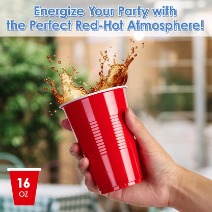 Lilymicky 240 Pack 12 oz Disposable Plastic Cups, Red Party Plastic Cups for Parties, Picnics and BBQ