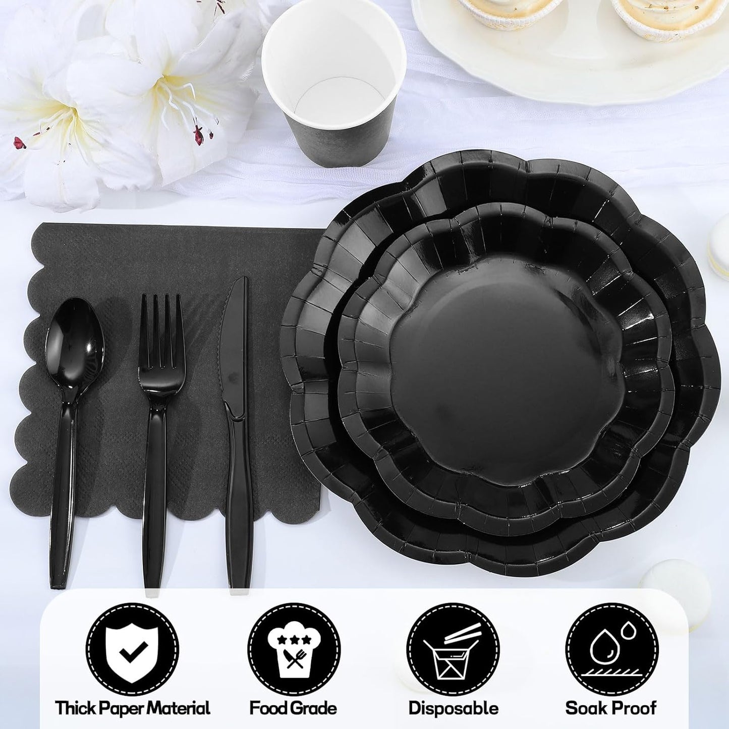 NatNarr 175 Pcs Sage Green Plates and Napkins Set, 25 Guest Sage Green Party Supplies Include Scalloped Paper Plate Napkin Cup Forks Knives Disposable Plastic Cutlery for Wedding Baby Shower Birthday