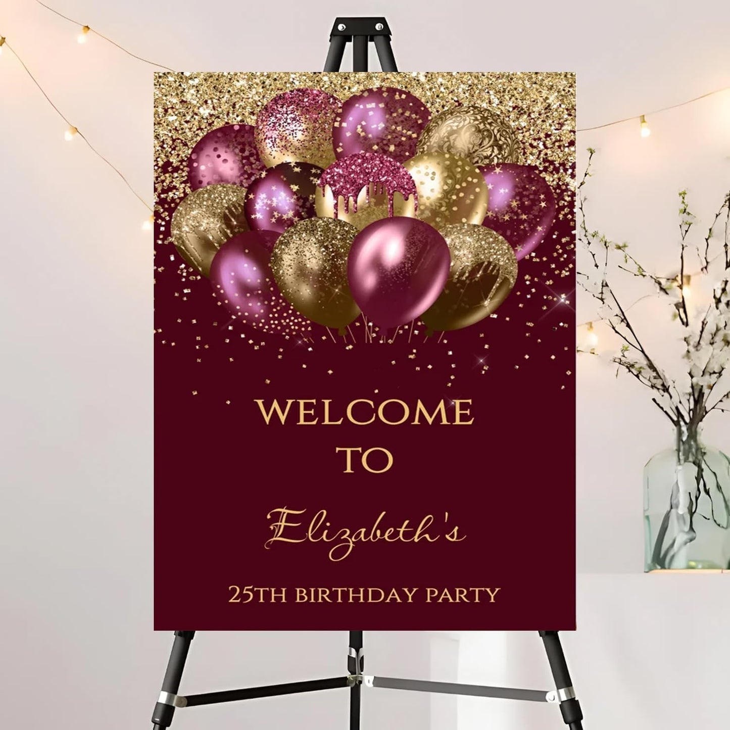 Editable Birthday Welcome Sign, Pink Bow Birthday Party Sign, Custom Birthday Signs, Welcome To Birthday Party, Birthday Party Decor, Welcome To Birthday Celebration Party Sign #12