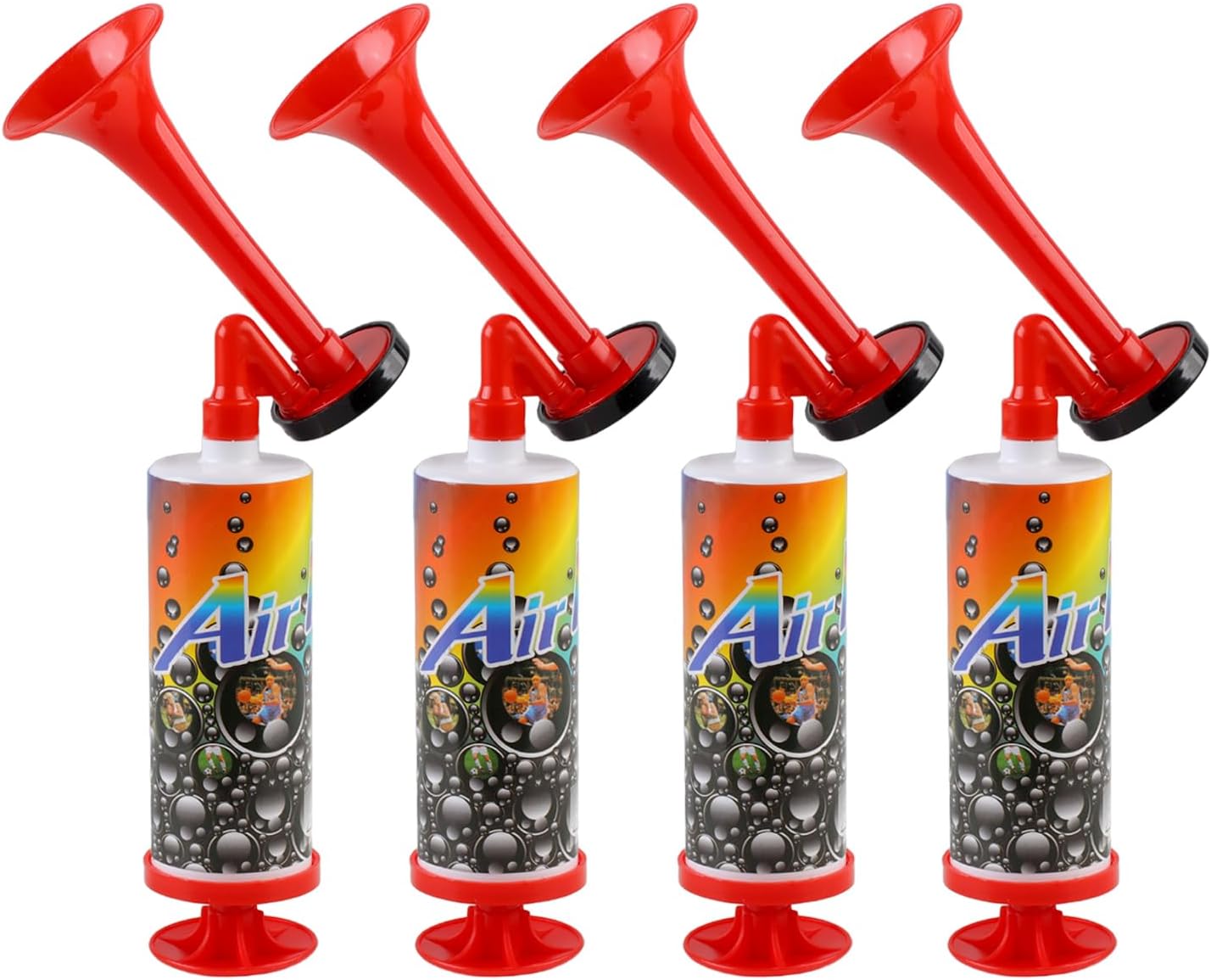 2 Pack Loud Air Horn, Mini Air Horn Noisemakers Toys Handheld Pump Air Horn Loud Safety Horn for Sporting Events, Birthday Party, Football Match, Celebrations, Boats(Red)