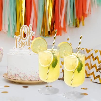Disposable Paper Straws Solid Green - 7.75'' x 0.24'', 100 Counts - for Drinking, Beverage, Juice, Soda, Bar Supplies