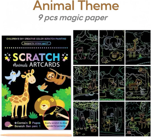 3 Set Scratch Paper Art for Kids, Magic Drawing Book for Children, Rainbow Scratch off Craft Book with Scratch Pen for Birthday Party Games, DIY Projects Kits Craft Gifts Creative Scratch Art Kit