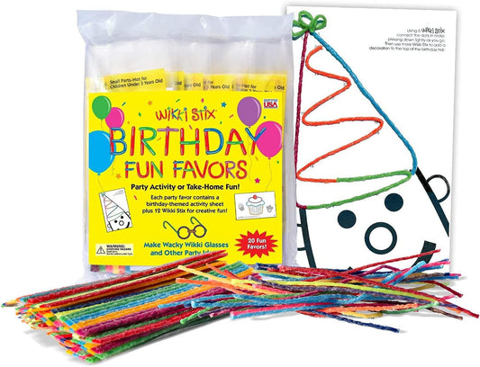 Wikki Stix Birthday Fun Favors – Made in USA | Creative Arts & Crafts for Kids | Party Favors, Goodie Bag Stuffers, Pinata Fillers, Birthday Games | Mess-Free, Non-Candy Alternative