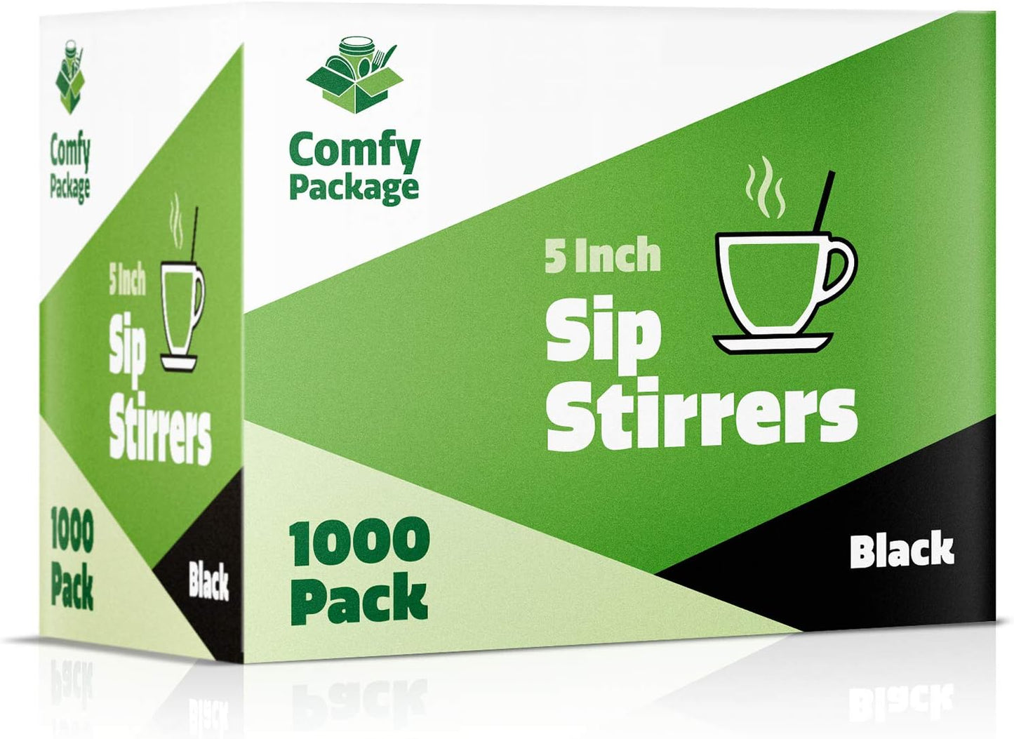 Comfy Package [1000 Count] 5 Inch Coffee & Cocktail Stirrers/Straws Disposable Plastic Sip Stir Swizzle Sticks - Black