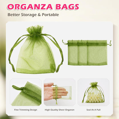 ANZNKU 50PCS White Organza Bags 3x4, Small Gift Bags Bulk for Sachet Jewelry Candy Treat, Mini Mesh Bag Drawstring for Wedding Bridal & Baby Shower, Party Favor Bag for Easter Mothers Day Birthday