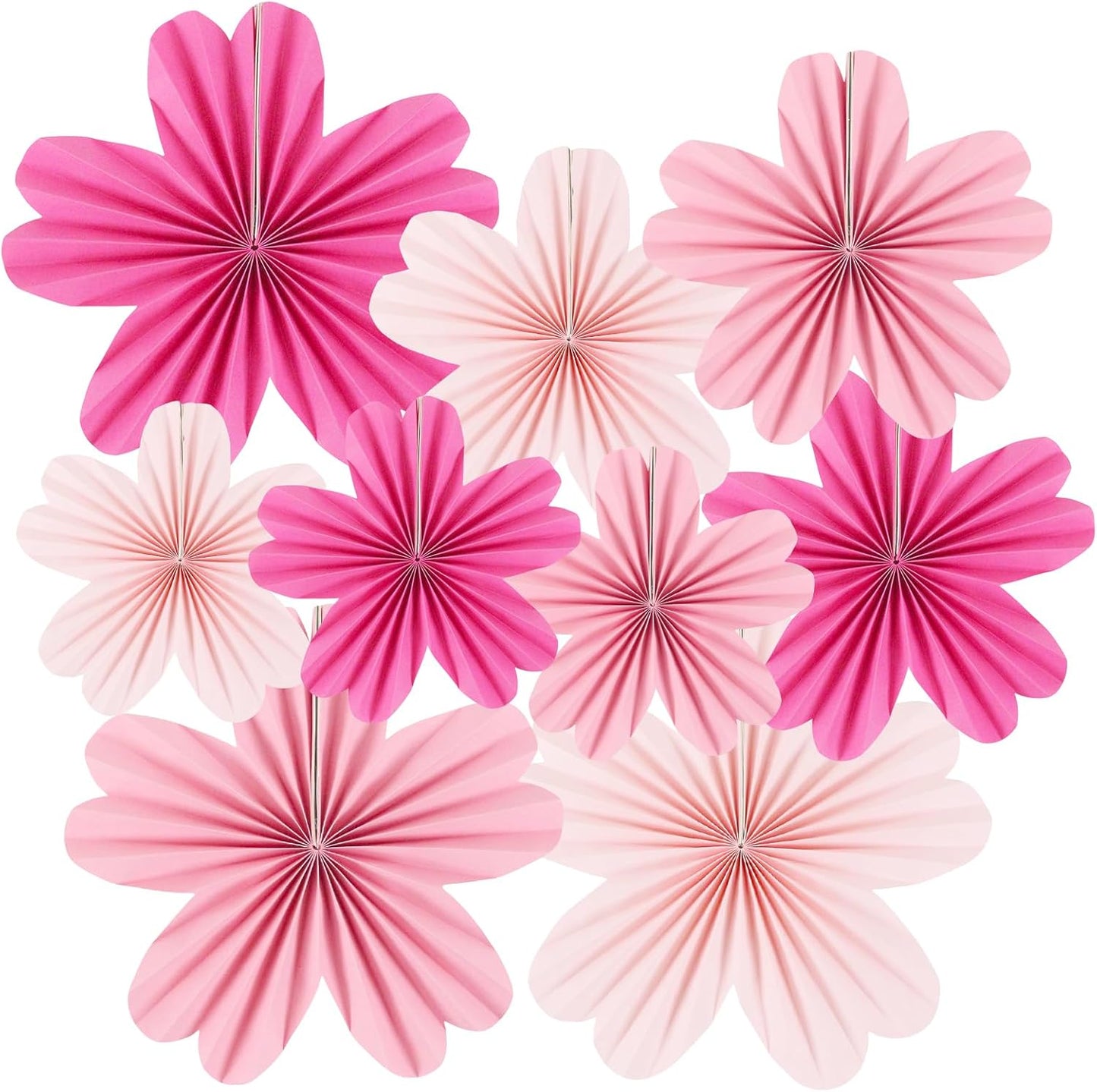 Party Hanging Paper Fans Decoration Set for Wedding Birthday Party Mother's Day Round Events Accessories Set of 8