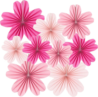 Party Hanging Paper Fans Decoration Set for Wedding Birthday Party Mother's Day Round Events Accessories Set of 8