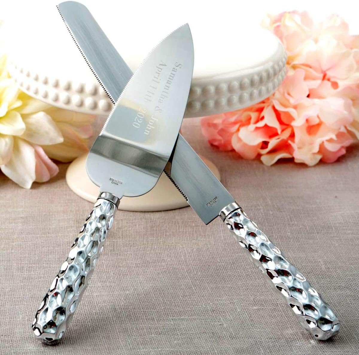 GIFTS INFINITY Personalized Wedding Cake Knife and Server Set with Engraving – Cake Cutting Utensil Set, Keepsake Gift for Wedding, Anniversary, Reception, Birthday & Other Occasions (CH-101WB)