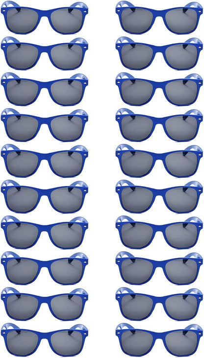 20 Pairs Bulk Sunglasses for Adult Retro 70s 90s Cheap Glasses (Black)