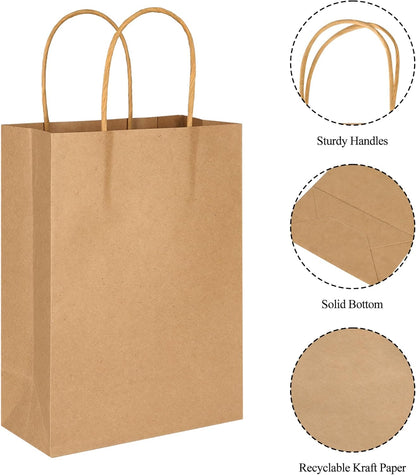 BLEWINDZ 32 Pieces Gift Bags with 32 Tissues, 8 Colors Party Favor Bags with Handles, Rainbow Gift Bag for Wedding, Birthday, Party Supplies and Gifts