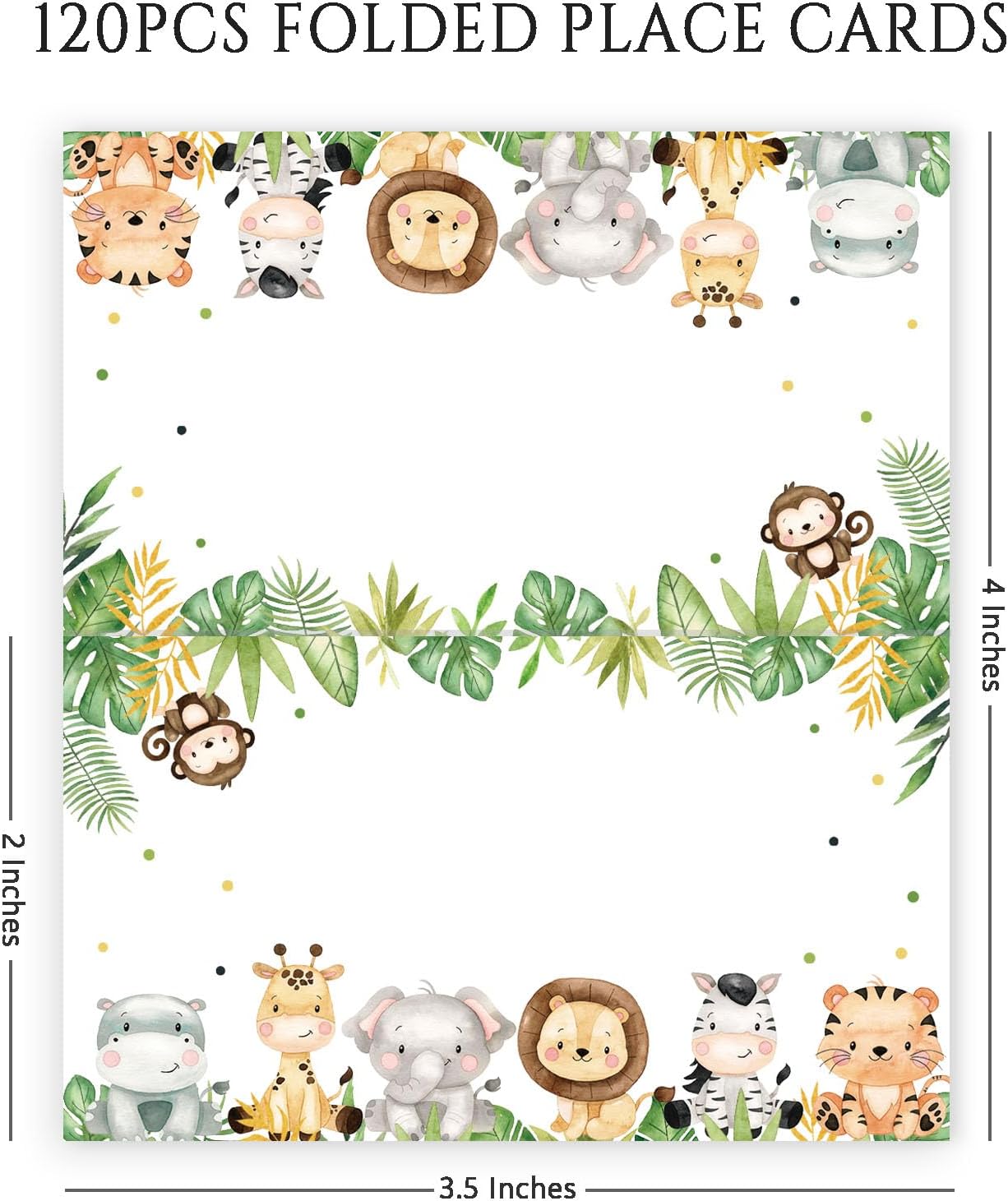120 Pack Woodland Baby Shower Place Cards, 3.5" x 2" Foldable Table Tent Name Cards, Food Labels for Forest Animals Baby Shower Birthday Party Reception Tables Placement Party Decorations