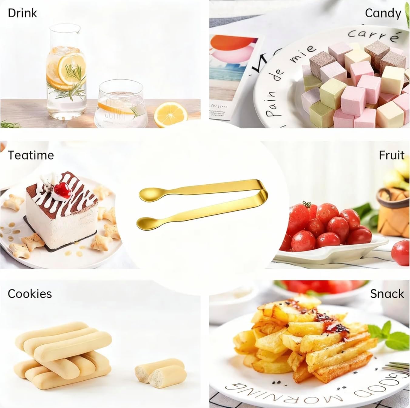 Ice Tongs Sugar Cubes Tongs - 12 Pack Stainless Steel Small Serving Tongs for Appetizers Coffee Tea Party