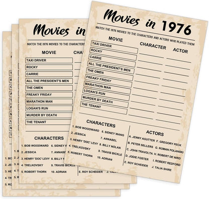 QUPT 40th Birthday Party Games, Movies in 1986 Games, Birthday Party Supplies for Adults, Fun 1986s Party Game，Pack of 30 Cards