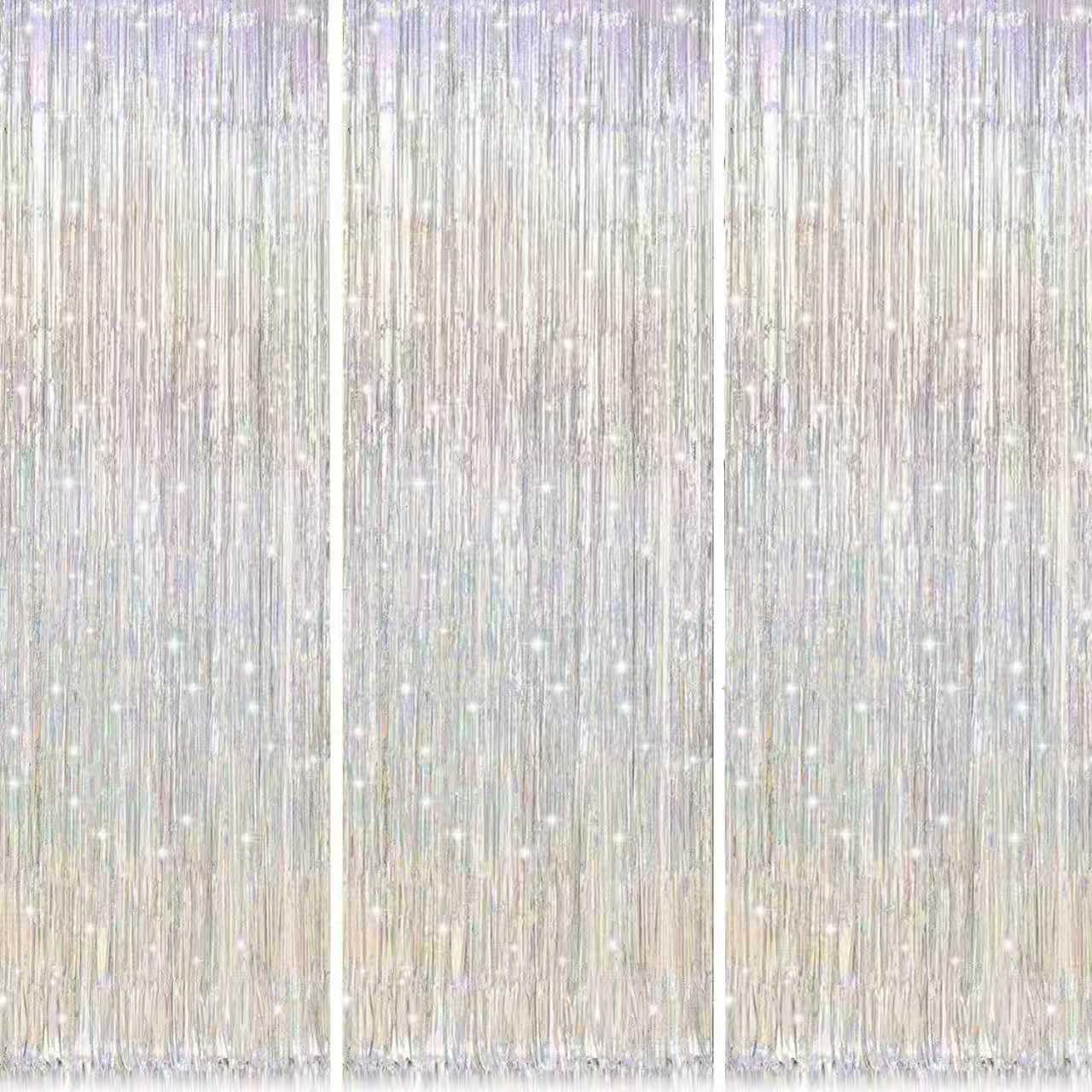Birthday Party Decorations: 3 Pack 3.3 x 9.9 ft Gold Foil Fringe Curtains Party Supplies, Tinsel Curtain Backdrop for Parties/Birthday/Photo Booth