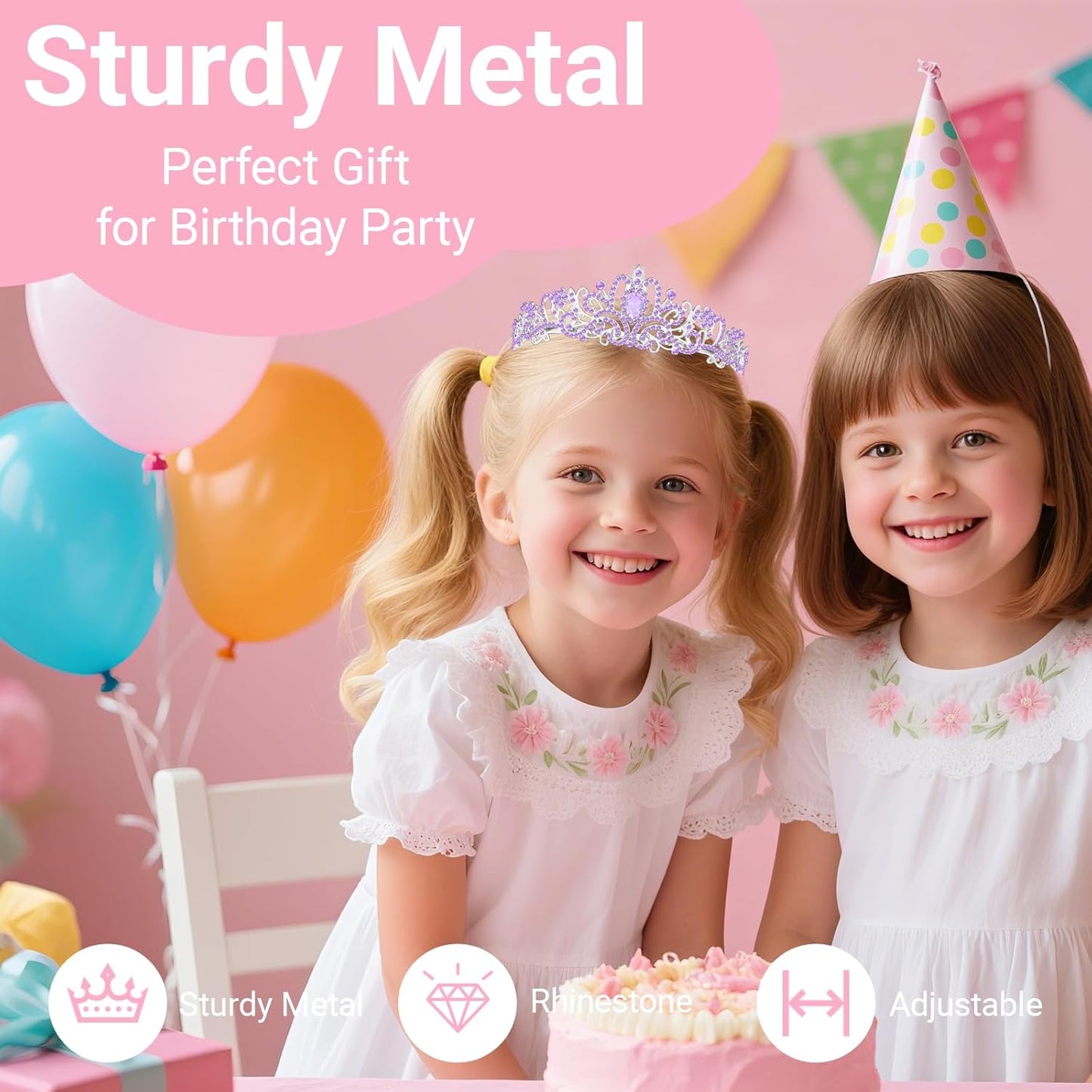 Birthday Tiara and Crown with Sash, Birthday Tiara for Women Party Silver
