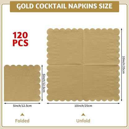 NatNarr 120 Pcs Cocktail Napkins Pink Mothers Day Paper Napkins Light Pink Dessert Beverage Napkin Cute Scalloped Party Napkin for Baby Bridal Shower, Birthday, 5 x 5 Inch