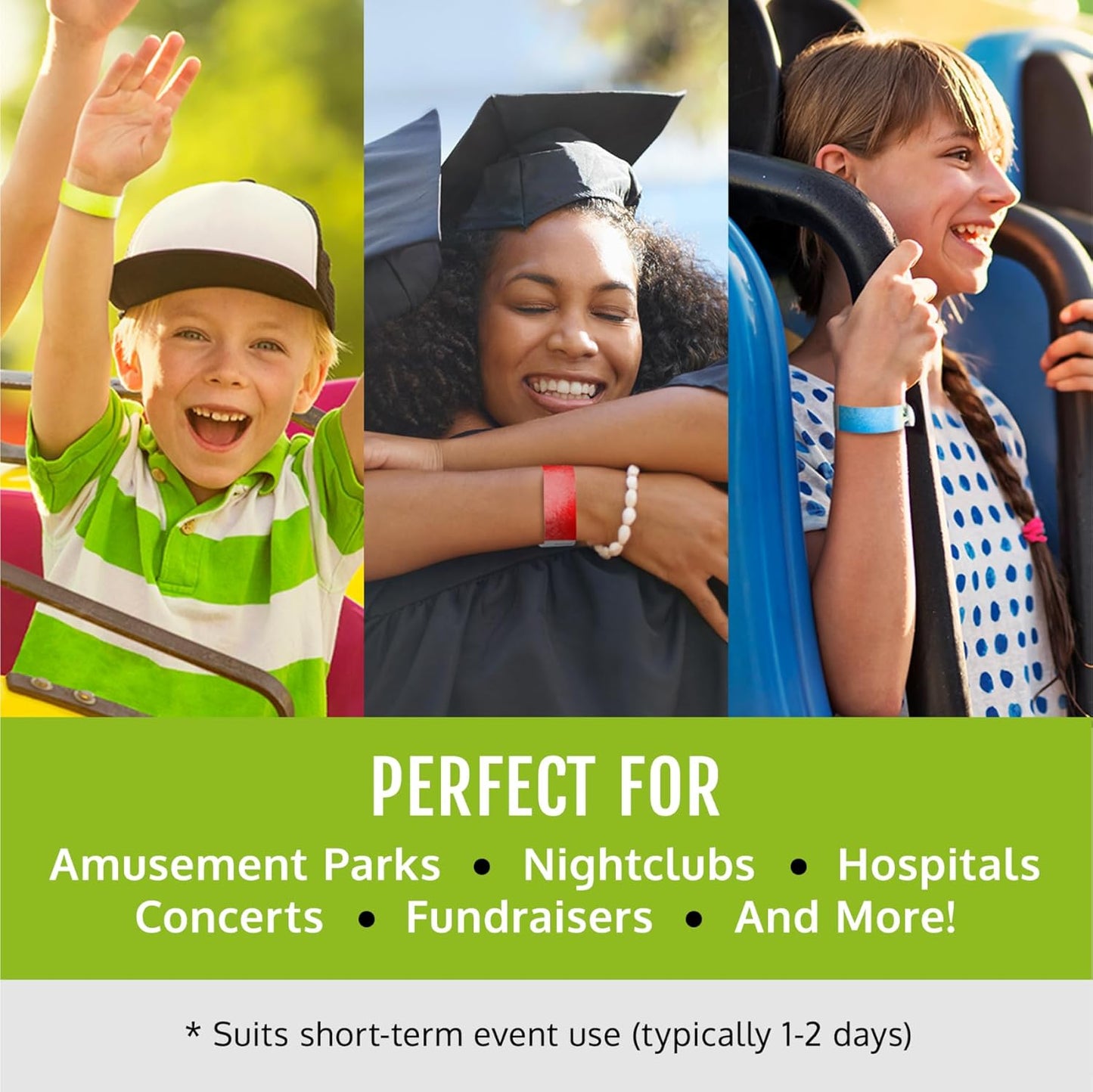200 WristCo Neon Red Tyvek Wristbands for Events Tamper-Proof Design & Fluorescent Color Prevent Reuse Premium-Grade Bracelets for Hospital & Medical ID, Party & VIP Identification