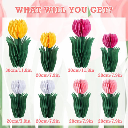 SUNBEAUTY 9PCS Spring Wildflower Party Decorations Wild Flowers Honeycomb Centerpieces for Tables Wildflower Birthday Spring Flower Theme Party Decorations for Garden Baby Shower, Easter, Mothers Day