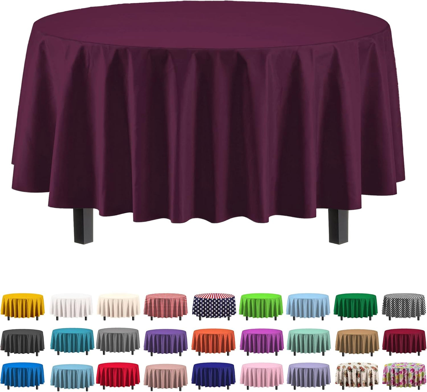 12-Pack Premium Plastic Tablecloth 54in. x 108in. Rectangle Table Cover - Dark Blue - Colors A