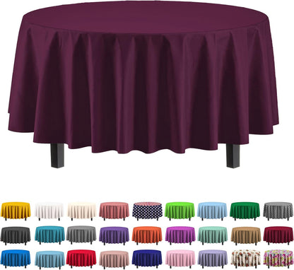 12-Pack Premium Plastic Tablecloth 54in. x 108in. Rectangle Table Cover - Dark Blue - Colors A