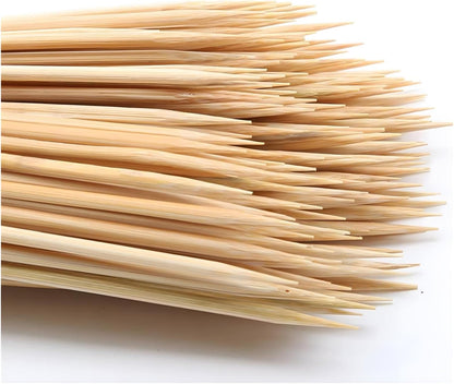 DTmasao 200PCS 12 inch Bamboo Skewers for Wooden Sticks， BBQ，Appetiser，Fruit，Cocktail，Kabob，Chocolate Fountain，Grilling，Kitchen，Crafting and Party. Φ=3mm, More Size Choices 6"/8"/10"/12"/36"