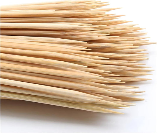 DTmasao 200PCS 12 inch Bamboo Skewers for Wooden Sticks， BBQ，Appetiser，Fruit，Cocktail，Kabob，Chocolate Fountain，Grilling，Kitchen，Crafting and Party. Φ=3mm, More Size Choices 6"/8"/10"/12"/36"