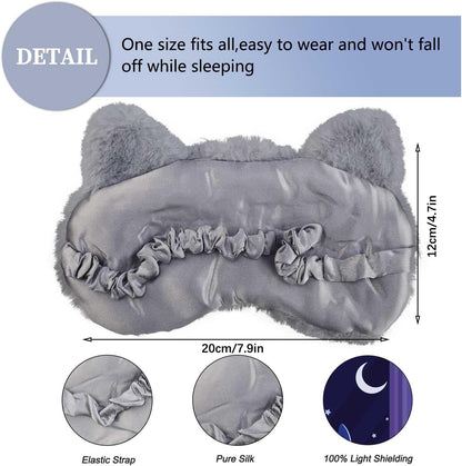 Christmas Reindeer Sleep Mask Cute Antler Eye Masks Sleeping Soft Plush Cartoon Blindfold Funny Animal Eye Cover Xmas Presents for Women Men (Xmas Reindeer,Brown)