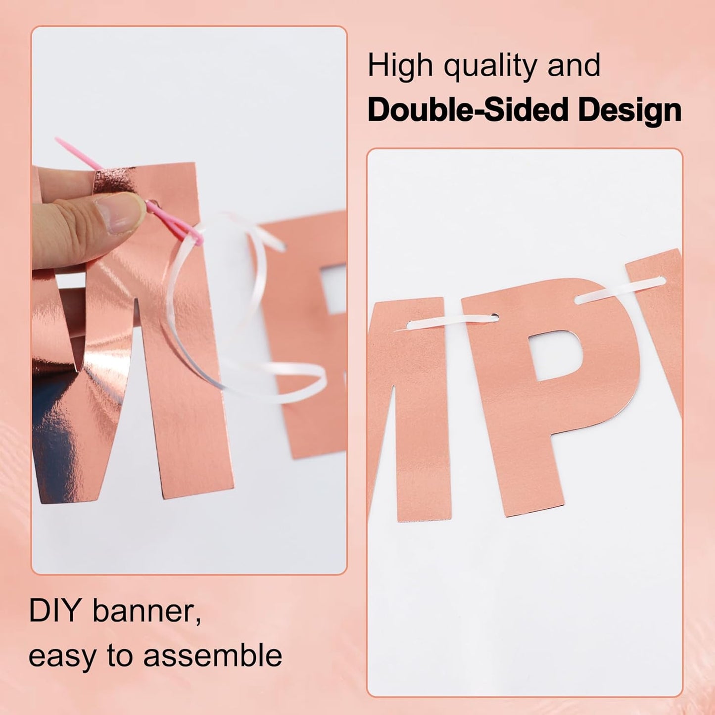 BEISHIDA 116 PCS A-Z DIY Letter Banner Kit Make Your Own Banner Including 111 Letters and Numbers 3 Rope and 2 Threading Device,Customized for Birthday Graduation Wedding Decor Black