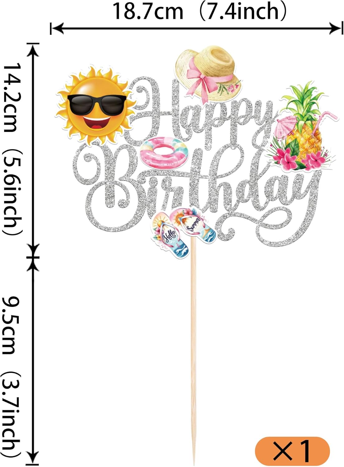 28 PCS Tropical Cupcake Toppers Glitter Leaf Pineapple Flower Palm Tree Flamingo Cupcake Picks Aloha Cake Decorations for Summer Hawaiian Luau Theme Baby Shower Birthday Wedding Party Supplies