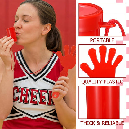 48 Pcs Cheering Noisemakers Set Included 12 Pcs Mini Air Horns Noisemakers 12 Hand Clappers 24 Thunder Sticks for Birthdays Sporting Events (Horn,Blue)