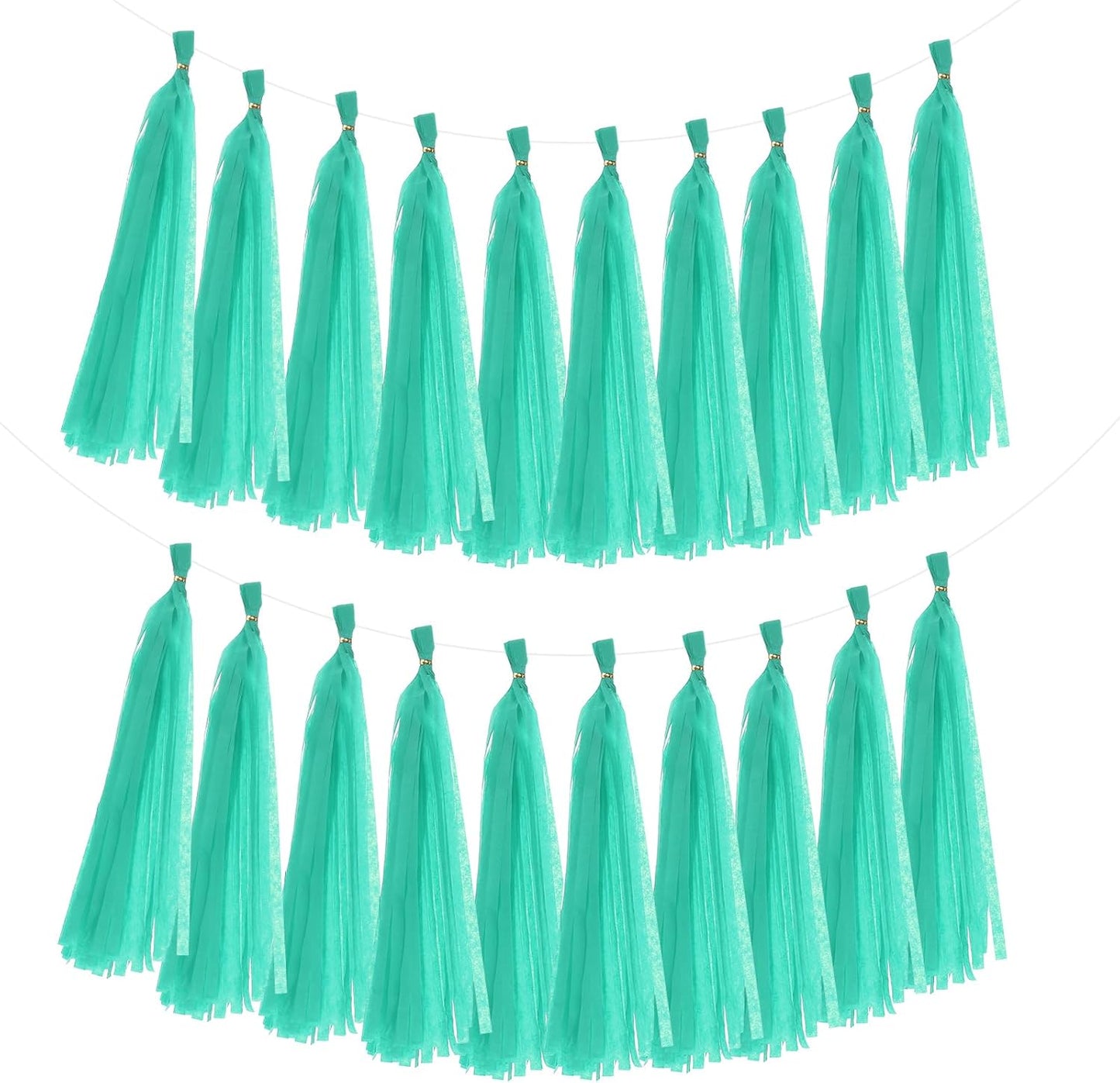 MECCANIXITY 20Pcs Tassel Garland Banner Tissue Paper for Streamers Party Decorations, Valentine's Day Birthday Decor for Women with Rope and Tie Wire (Pink, 14.6Inch)