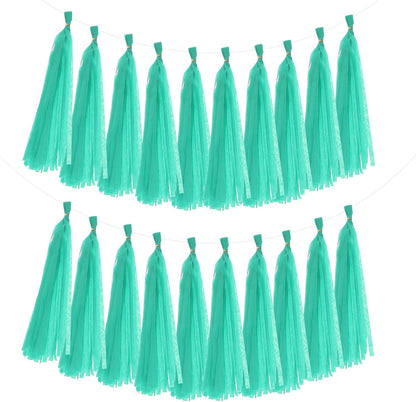 MECCANIXITY 20Pcs Tassel Garland Banner Tissue Paper for Streamers Party Decorations, Valentine's Day Birthday Decor for Women with Rope and Tie Wire (Pink, 14.6Inch)