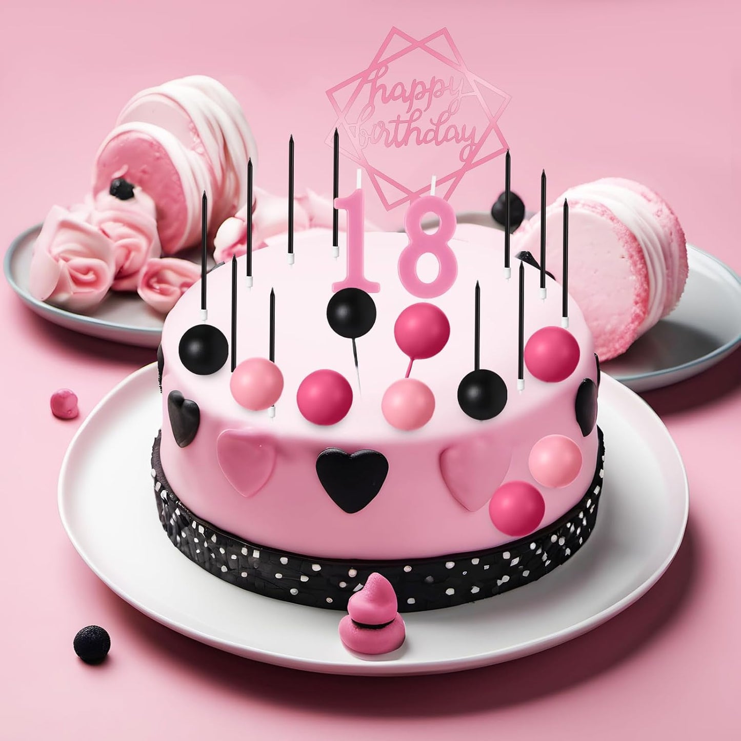 Yerliker 34 Pcs Happy Birthday Cake Toppers Decorations Birthday Candles DIY Cake Decor for Men Women Wedding Anniversary(Gold)
