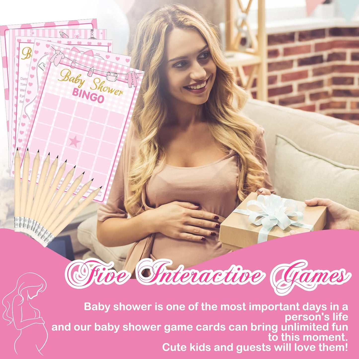 Yinder 145 Pcs Baby Shower Games Activities Cards with 20 Pencils Includes Baby Bingo Description and Wishes Guess Who Price is Right Word Scramble Game(Here Comes the Son)
