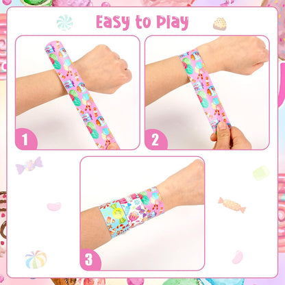 Serencatcher 48pcs Slap Bracelets Party Favors for Birthday Baby Shower Party Supplies Gifts