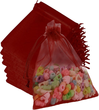 Organza Bags, Organza Bags 5 x 7 Inch, 50 Pcs White Sheer Party Favor Mesh Bag with Drawstring, Small Jewelry Gift Candy Bag for Wedding Christmas Birthday Halloween Graduation Party Favors Supplies