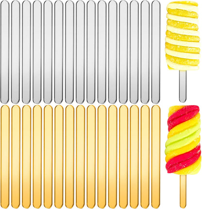 30 Pieces Acrylic Sticks Reusable Cakesicle Cake Pop Mold Mirror Ice Pop Sticks Ice Cream Cakesicle Mold for Home Cake Candy Gifts Party Craft
