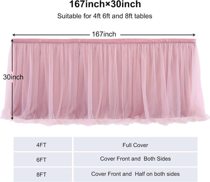 72inch Champagne Gold Tulle Table Skirts for Rectangle Round Tables, Gold Grim Ruffle Tulle Tutu Cloth Table Skirt 6ft for Wedding Birthday Party Cake Dessert Decor(No Top Cover)