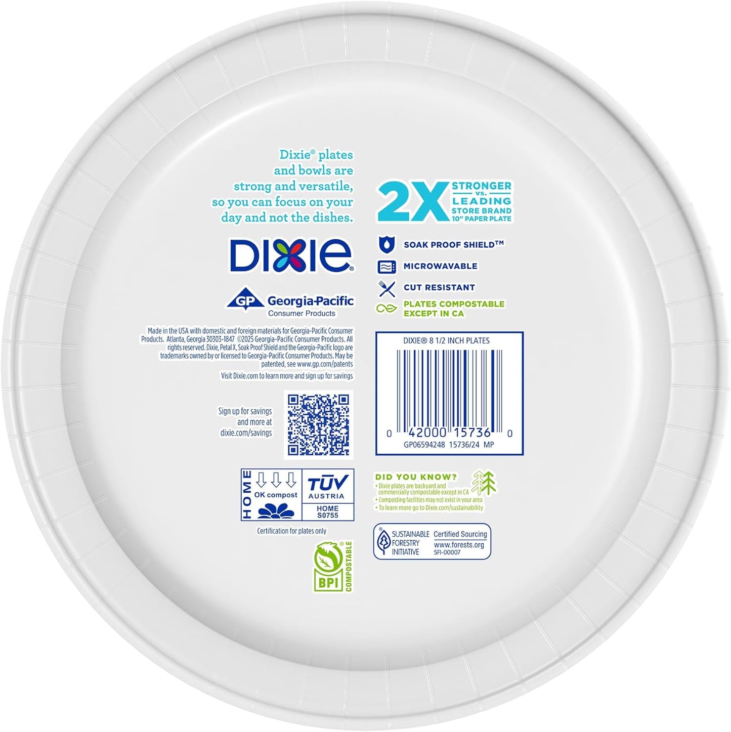 Dixie Large Paper Plates, 10 Inch, 150 Count, 2X Stronger*, Microwave-Safe, Soak-Proof, Cut Resistant, Disposable Plates For Everyday Breakfast, Lunch, & Dinner Meals