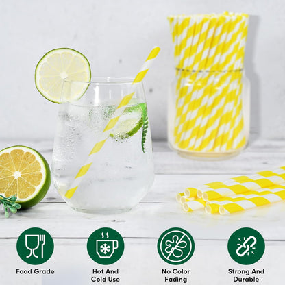 5.75 inch Orange Paper Cocktail Straws, Short Disposable Drinking Straws 500 Counts, Unwrapped - Compostable