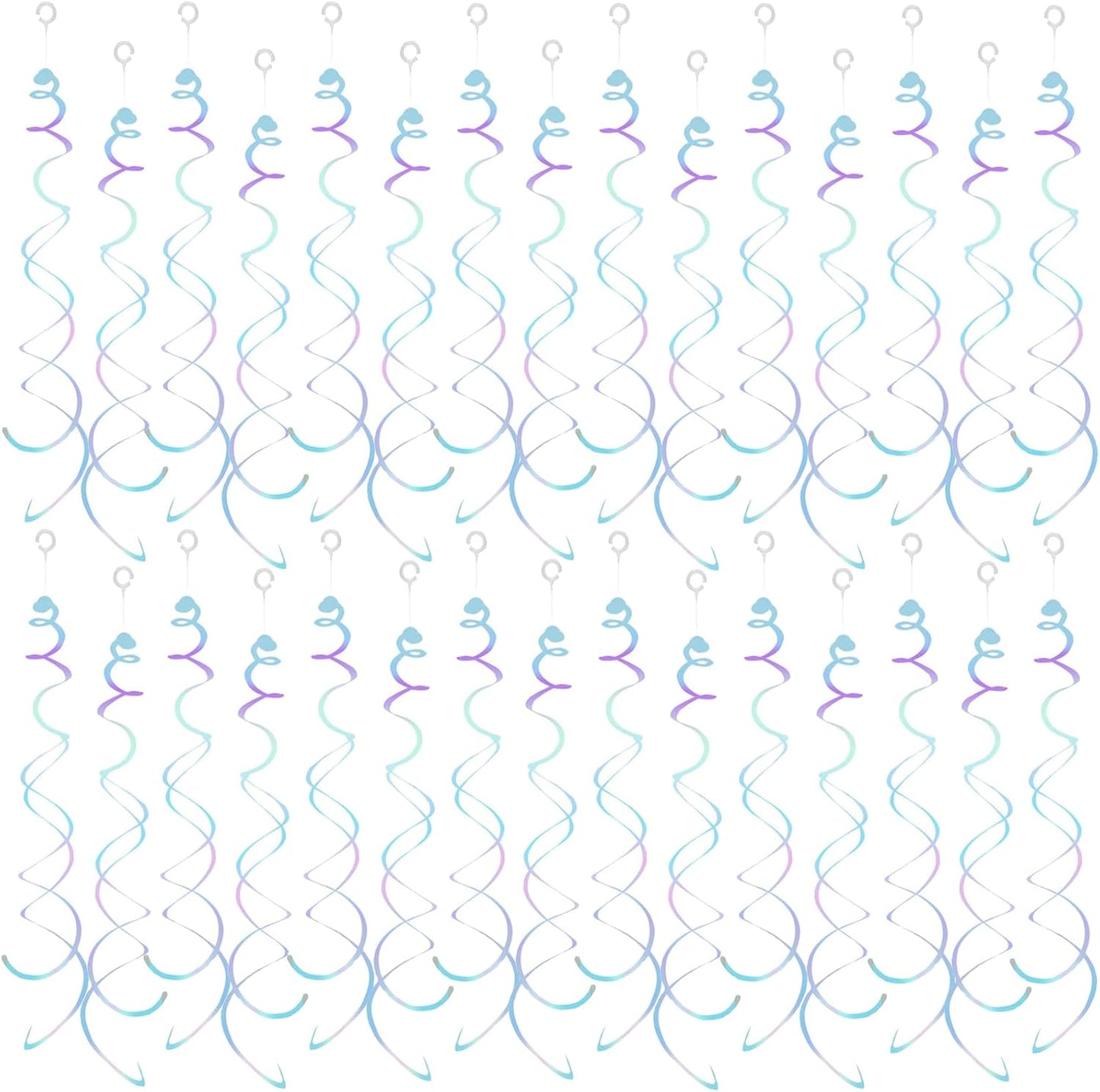 30 Pieces Hanging Swirl Party Decorations Foil Decorations Ceiling Swirl Spiral Hanging Plastic Streamer for Ceiling Birthday Graduation Wedding Celebration Baby Shower Party Supply (Black)