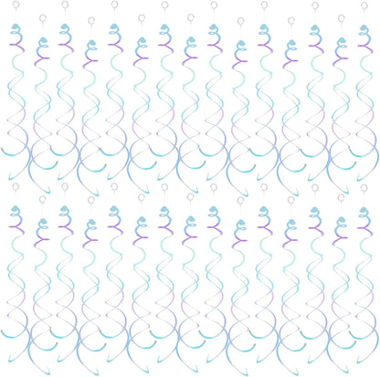 30 Pieces Hanging Swirl Party Decorations Foil Decorations Ceiling Swirl Spiral Hanging Plastic Streamer for Ceiling Birthday Graduation Wedding Celebration Baby Shower Party Supply (Black)