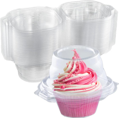 Plastic Cupcake Containers Boxes | 12 Compartment – 8 Pack | Disposable High Dome Dozen Cupcake Holder With Lid Bulk | Extra Sturdy Stackable Cupcake Boxes | Durable Muffin Packaging Transporter To Go