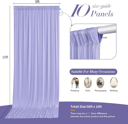 10 ft x 10 ft Wrinkle Free White Backdrop Curtains for Wedding Parties, Polyester Photography Backdrop Drapes for Birthday Parties Stage Backdrop Stand, 2 Panels 5x10FT Background Curtains