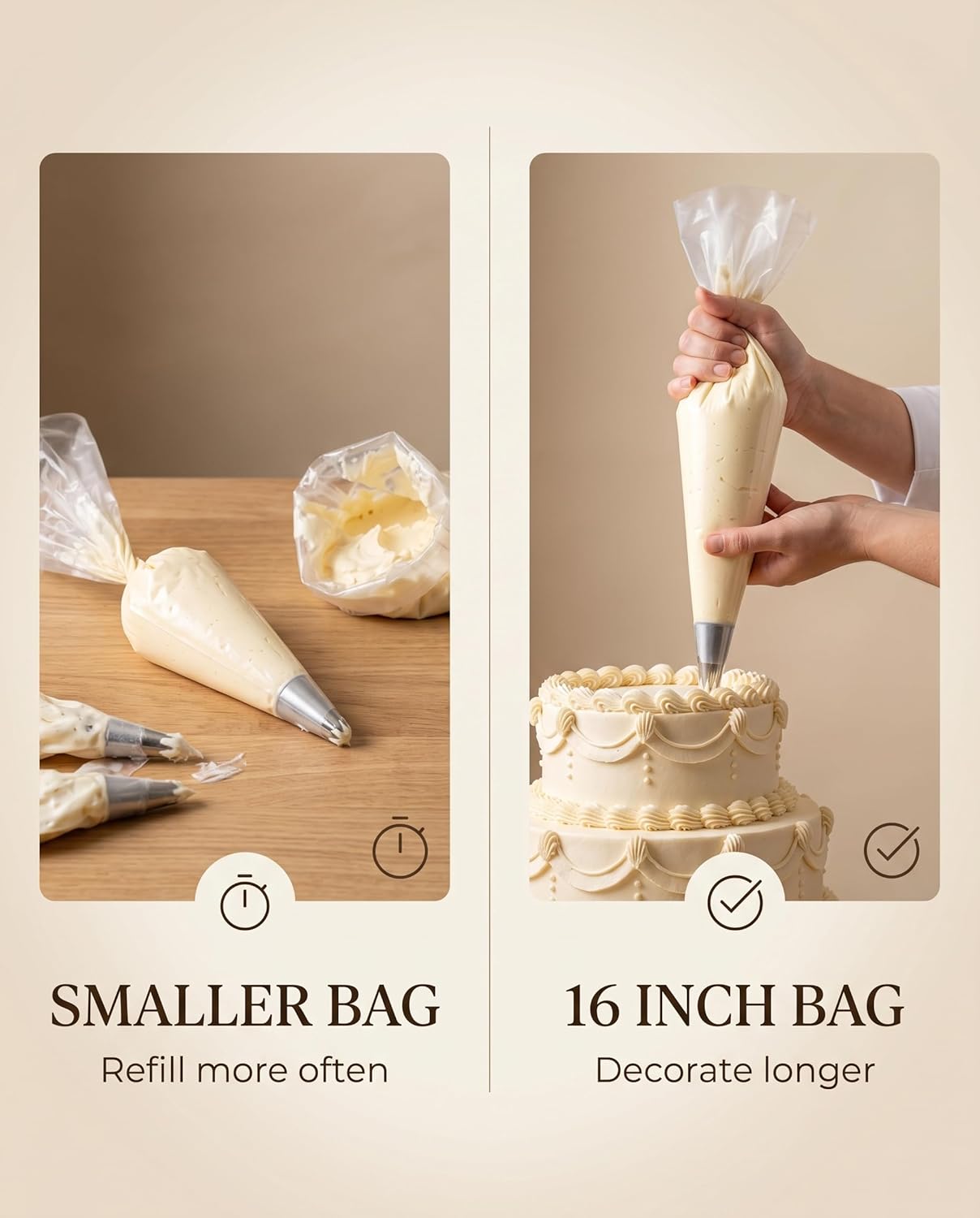 100 Pcs 12 Inch Piping Bags Disposable, Thickened Anti-Burst Pastry Bags for Thick Icing, Non-Slip Cake Decorating Bags for Cookies, Cupcakes and Royal Icing - Food Grade & BPA Free