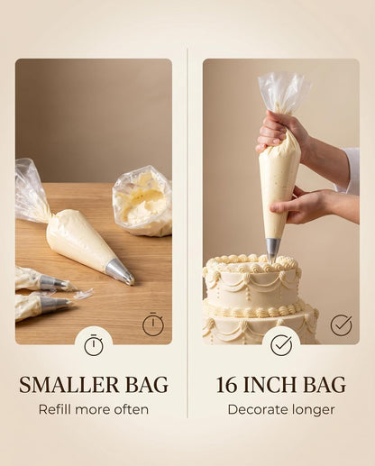 100 Pcs 12 Inch Piping Bags Disposable, Thickened Anti-Burst Pastry Bags for Thick Icing, Non-Slip Cake Decorating Bags for Cookies, Cupcakes and Royal Icing - Food Grade & BPA Free
