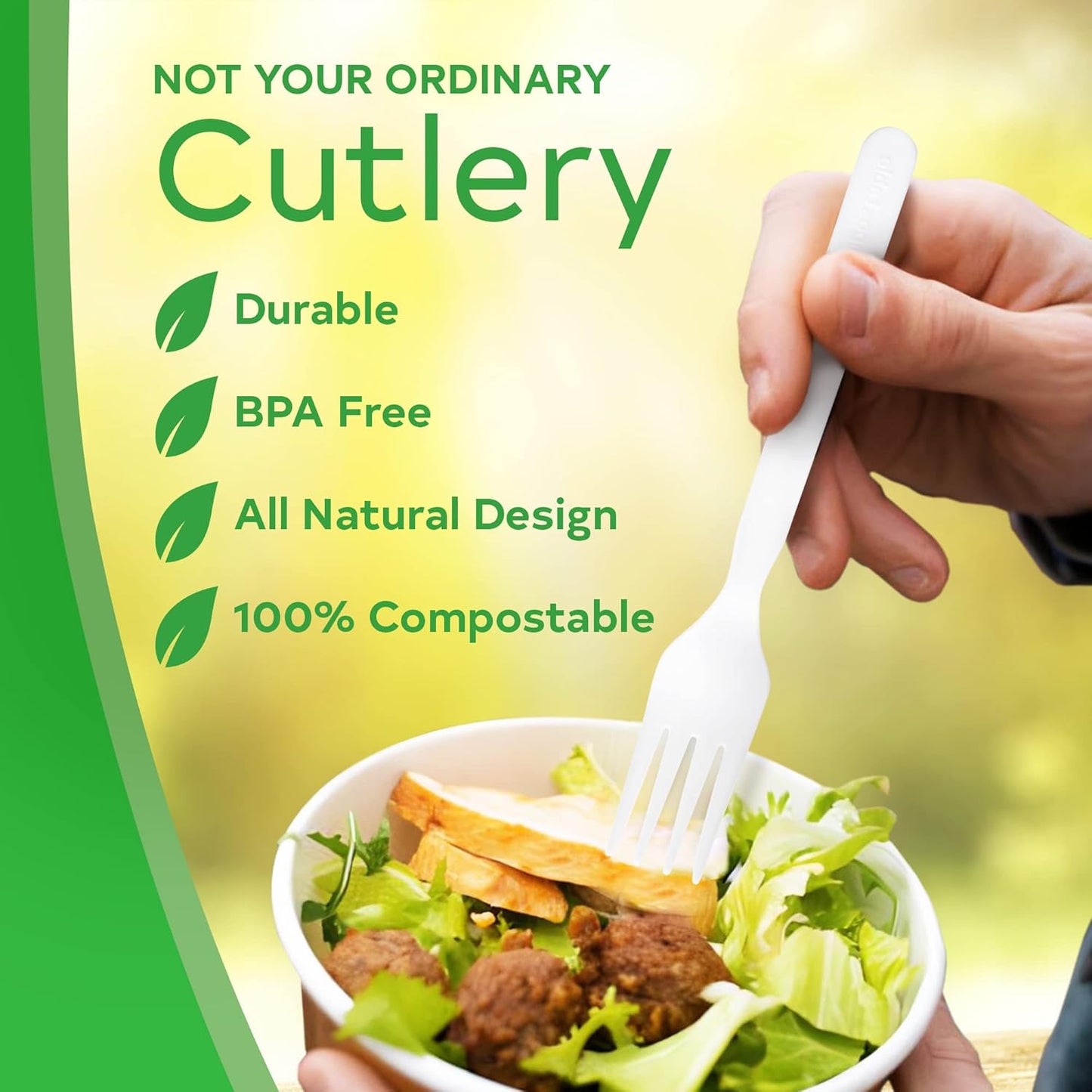 Compostable Cutlery Set, Plant-Based Compostable Utensils Disposable, Dishwasher-Safe Compostable Silverware, 380-Piece Disposable Cutlery, Plant a Tree with Every Box, Ivory White