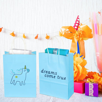 BLEWINDZ 32 Pieces Gift Bags with 32 Tissues, 8 Colors Party Favor Bags with Handles, Rainbow Gift Bag for Wedding, Birthday, Party Supplies and Gifts